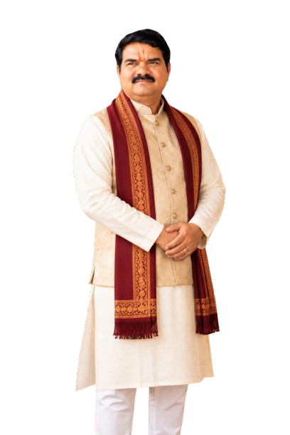 Astrologer Alok Ranjan Tripathi standing in traditional attire